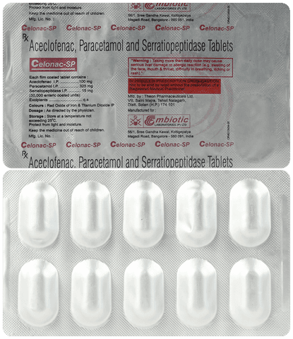 Celonac SP 100mg/325mg/15mg Tablet
