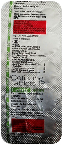 Cetiriz 10mg Tablet