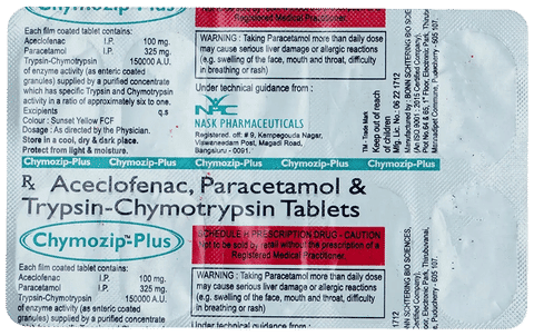 Chymozip Plus 100mg/325mg Tablet