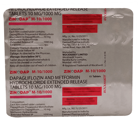 Zinodap M 10/1000 Tablet ER