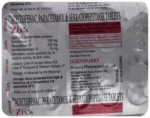 Zix S 100mg/325mg/15mg Tablet