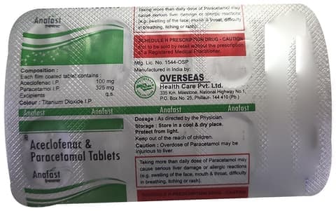 Anafast 100mg/325mg Tablet