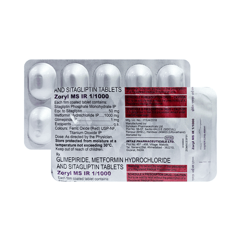 Zoryl MS 50mg/1mg/1000mg Tablet IR