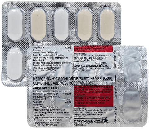 Zoryl MV Forte 1mg/1000mg/0.2mg Tablet