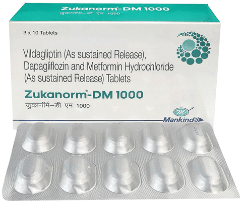 Zukanorm-DM 10mg/1000mg/100mg Tablet