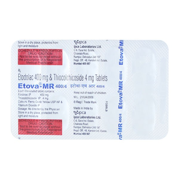 ETOVA MR 400/4MG TAB 10`S