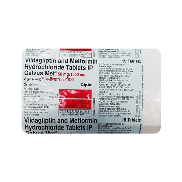 GALVUS MET 50MG/1000MG TAB 15`S