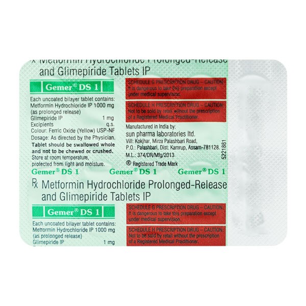 GEMER DS 1MG TAB 10'S