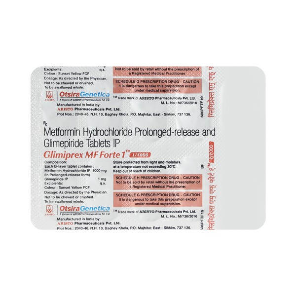 GLIMIPREX MF1/1000MG 10`S