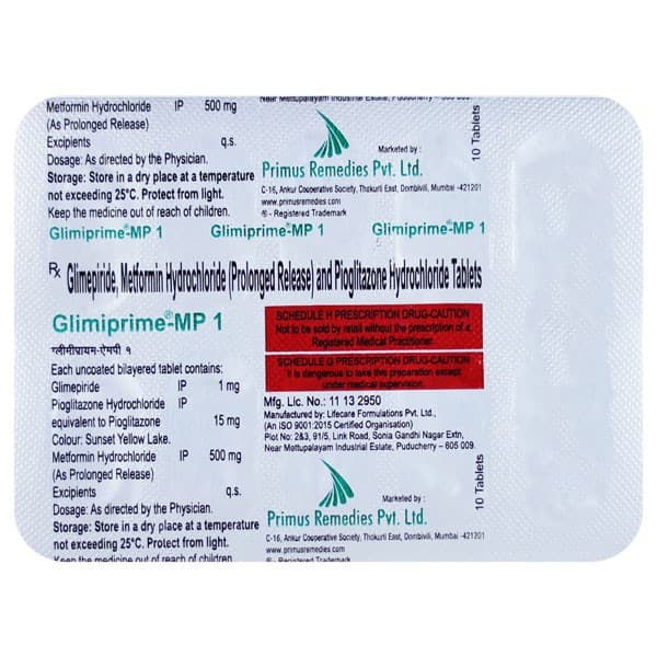 GLIMIPRIME MP 1MG TAB 15'S