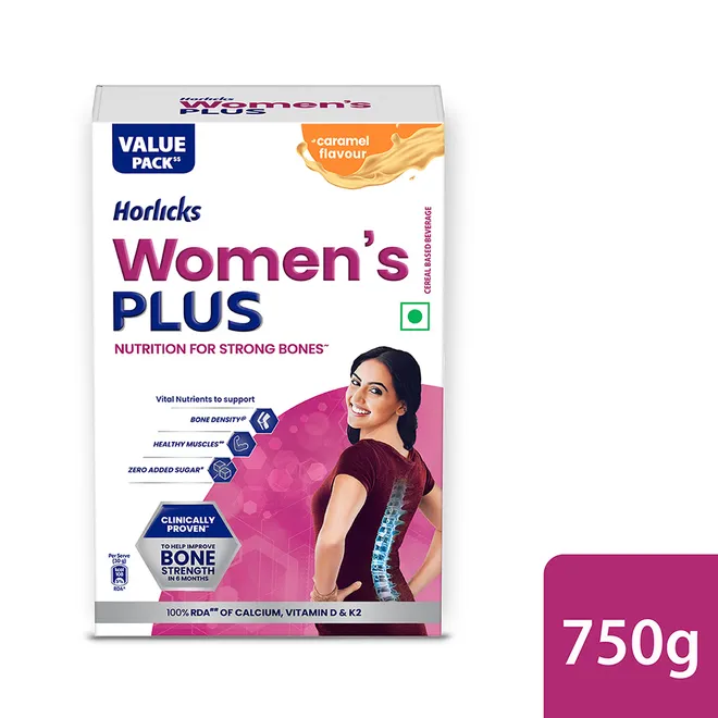 Horlicks Women's Plus Caramel Flavour Nutrition Powder 750 gm Refill Pack