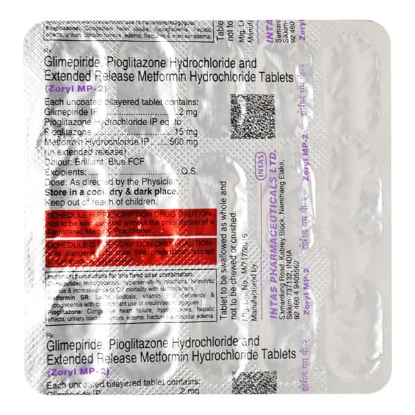 ZORYL MP-2 TABLETS 15`S